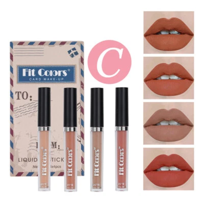 ✹4pc/Set Matte Velvet Lip Gloss Liquid Long Lasting Waterproof Lipstick Makeup - Image 1 of 4