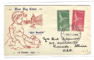 New Zealand 1947 Health FDC Cover, Unofficial Cachet, Child at Seaside - Picture 1 of 1