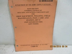 SC 3470-95-CL-A13-HR HAND RECEIPT COVERING CONTENT OF SETS, AND OUTFITS COMPONEN - Picture 1 of 6