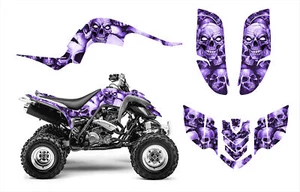 KIT DE GRÁFICOS YAMAHA RAPTOR 660 660R ENVOLTURA TODO TERRENO #5555 CRÁNEOS DE CEMENTERIO PÚRPURA - Imagen 1 de 6