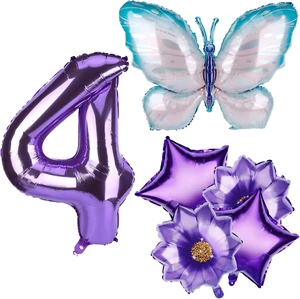 6Pcs Butterfly Balloon Birthday Decorations Set, Large 40 Inch Aluminum Foil Num - Picture 1 of 12