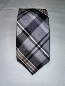 "Corbata de cuello Ben Sherman 100 % seda a cuadros gris, marrón, negra para hombre 2,5"" X 59""" - Imagen 1 de 6