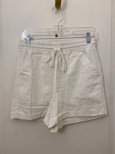 Excellent Universal Thread White Linen Blend Shorts Elastic Waist Size Small - Picture 1 of 5