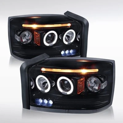 SE ADAPTA A 05-07 DODGE DAKOTA HALO LED CARCASA NEGRA ÁMBAR FAROS ESQUINEROS FAROS FAROS FAROS Foto 1 de 4