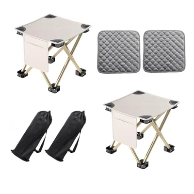 2 Pack 13 Inch Portable Camping Stool()，Collapsible Stool with Carry Bag White - Image 1 of 4