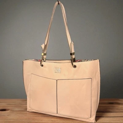 Steve Madden Women's Light Pink Pebbled Leather Tote Bag with Silver Accents - Image 1 of 4