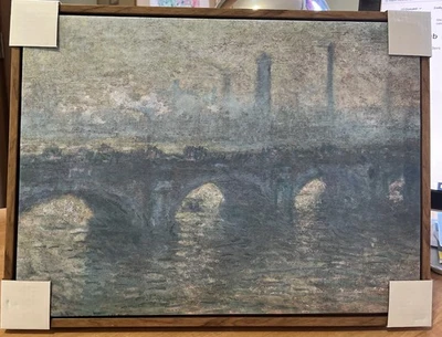 Claude Monet Waterloo Bridge Landscape Painting Canvas Print Wall Art Framed New - Image 1 of 2
