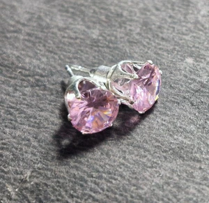 Aretes de plata de ley con piedras preciosas de cuarzo rosa elegantes joyas rosas - Imagen 1 de 10