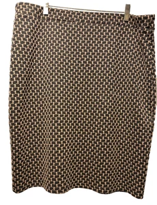 Allison Taylor  Women's Skirt Tan Black Geometric Straight Pull On Large - Picture 1 of 6