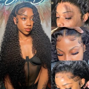 13x6 Lace Front Wigs Human Hair Pre Plucked 180% Density HD Transparent Water... - Picture 1 of 6