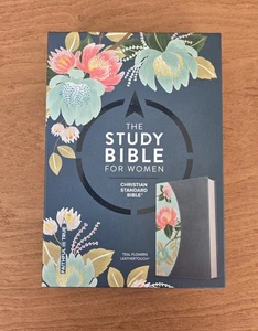 The Study Bible for Women Teal Flowers LeatherTouch Holman CSB New in Box - Foto 1 di 11