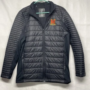 Maryland Terrapins Jacket Men’s Medium Black Loose Fit Under Armour Puffer Coat - Picture 1 of 11
