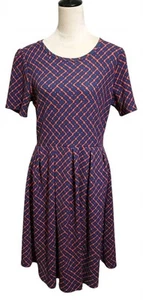 LuLaRoe Amelia Fit & Flare A Linie Kleid XL blau orange abstrakter Print Pullover - Bild 1 von 14