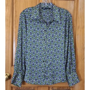 ZARA Shirt Women's Medium MOD Retro Artsy Floral Office Professional Career - Picture 1 of 5