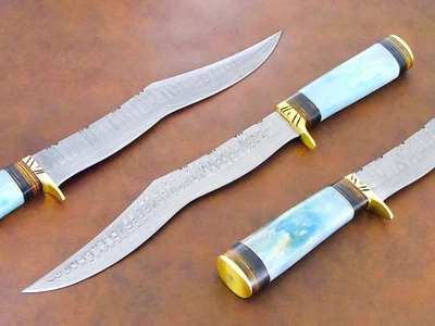 Handmade Unique Ladder Petron Damascus 15"Bowie Knife Best For Hunting & Camping - Image 1 of 4