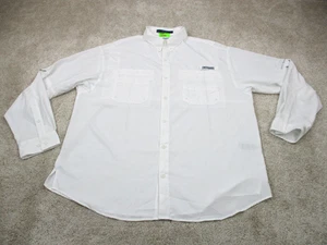 Columbia Shirt Men Extra Large XL PFG Omni Shade Tamiami Fishing White Button Up - Picture 1 of 11