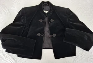 Aquascutum black velvet cropped military jacket size 10/12 frogging vintage - Picture 1 of 11
