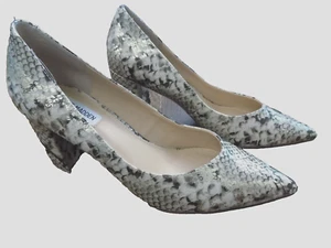 Steve Madden Savy Snake 3" Block Heel Pumps Beige black metallic gold Sz 10 EUC - Picture 1 of 10