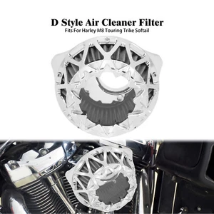 Chrome Air Filter Cleaner Grey Intake Fit For Harley M8 Touring Softail Dyna 17+ - Picture 1 of 16