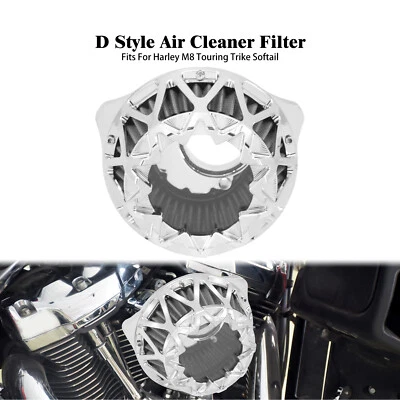 Chrome Air Filter Cleaner Grey Intake Fit For Harley M8 Touring Softail Dyna 17+ - Image 1 of 4
