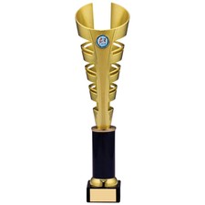 Football Trophy Black & Gold Column Club Prize League Award FREE ENGRAVING A0907