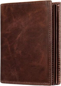 Mens Leather Bifold RFID Vertical Wallet Extra Large Capacity Card Holdr with 16 - Picture 1 of 5