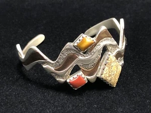 Carolyn Pollack Sterling Silver Copper Accent Multi-Stone Cuff Bracelet - Picture 1 of 10