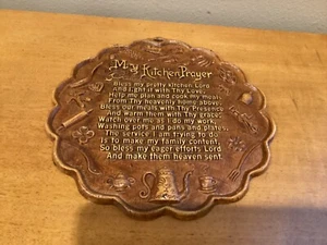 Vintage MY KITCHEN PRAYER 10" Durchmesser Wandkunst Plakette - Bild 1 von 3