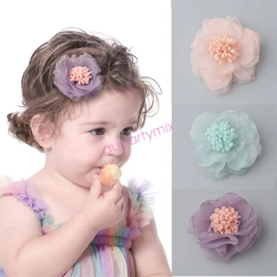 Beautiful large chiffon flower hair clip  girl‘’s baby hair accessories  Gift - image 1 of 4