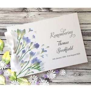 Personalised Book of Condolence Bereavement Funeral Guest Book 