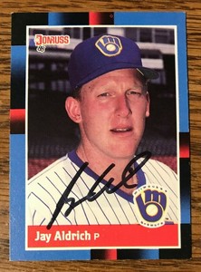 JAY ALDRICH MLB Milwaukee Brewers 1988 Donruss Autographed Signed #460 Card 1