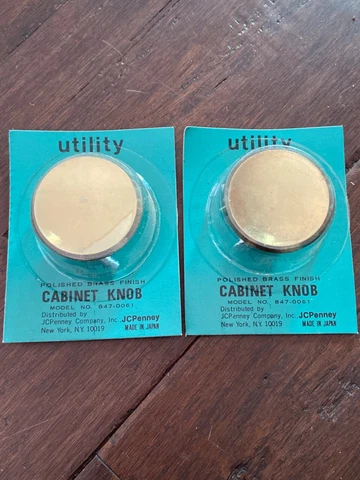 VTG Lot Of 2 Mid Century Style House Concave Polished Brass Knob Pull 1.5" Cover