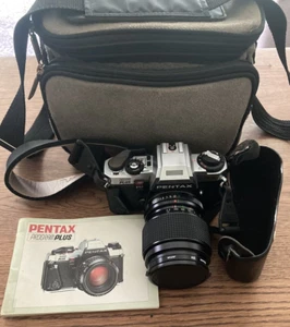 Pentax Program Plus 35mm SLR Camera With Vivitar 28mm Lens Bag Manual Works - Picture 1 of 19
