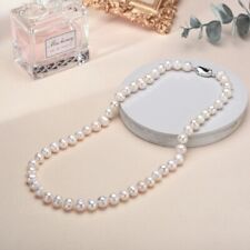 Necklace Genuine Freshwater Pearls 925 Sterling Silver Collier White Baroque