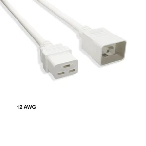 10x Cable de alimentación color blanco 10 pies 12 AWG IEC60320 C19 a IEC60320 C20 20A/250V - Imagen 1 de 1