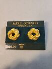 Boucles d'oreilles poteaux chirurgicaux ton or nœud d'amour couronne corde tressée Sarah Coventry