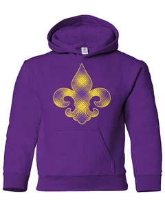 Felpa con cappuccio Plaid Martedì Grasso Fleur De Lis Giovanile New Orleans Party - Foto 1 di 10