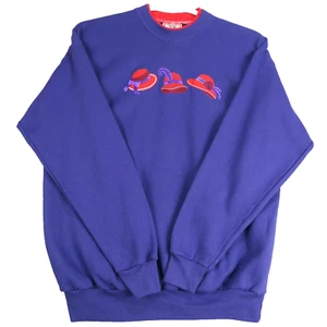 Vintage Top Stitch Morning Sun Feather Hats Purple Women's Large Sweatshirt - Picture 1 of 10