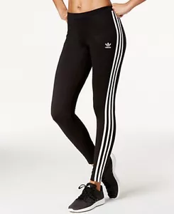 Adidas Originals Black/White 3 Stripe Women's Leggings (XS) New With Tags - Picture 1 of 2
