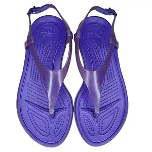 Sandali Crocs Really Sexi T Strap donna 6 viola perizoma fibbia slingback comodi - Foto 1 di 8