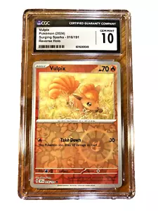 Vulpix Reverse Holo Common #016 - CGC GEM MINT 10 - Surging Sparks - Pokemon TCG - Picture 1 of 3