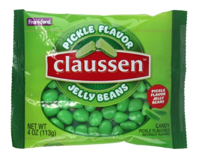 Frankford Claussen 4 oz. PICKLE FLAVOR Jelly Beans Easter Basket * BB 11/2025 * - Image 1 of 2
