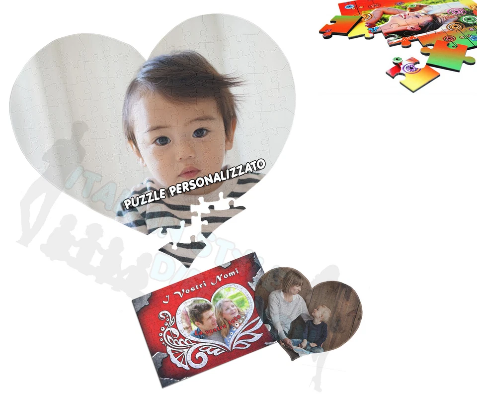 PUZZLE A CUORE PERSONALIZZATO STAMPA PERSONALIZZATA A3 297 X 420 MM FOTO BAMBINO - Immagine 1 di 1