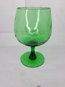 Hand Blown Large Glass Wine Goblet Brandy Snifter Green 8" Tall EUC - Picture 1 of 10