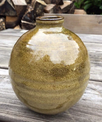 Old Vintage Brown Glazed Studio Pottery Vase Illegibly Signed To The Base - Image 1 of 4