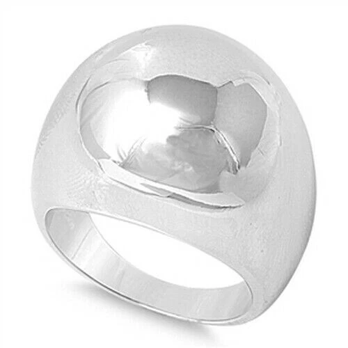 Dome Plain Ring Sterling Silver 925 Rhodium Plated Face Height 25 mm Size 9 - Image 1 of 1