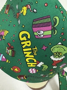 Men/Women Surgical Scrub Cap Lined Christmas Ugly Green Guy Holiday 100% Cotton - Picture 1 of 3