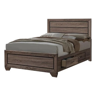 Cama de almacenamiento Coaster Kauffman Wood California King lavada topo Foto 1 de 4