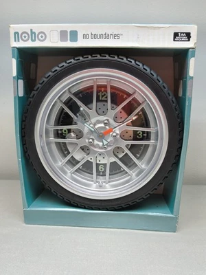 Tire Shaped Wall Clock Mechanic Garage Man Cave Decor Works 10.5" Car Auto Time - Image 1 of 4