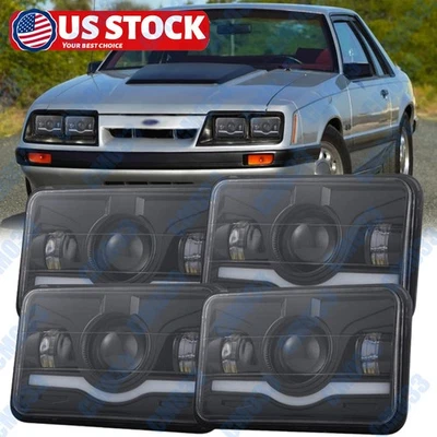 Faros LED H4656 negros 4x6" más brillantes para Ford Mustang 1979-1986/sonda Foto 1 de 4